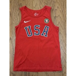 Nike USA Olympic Team Athletic Cut Tank Jersey Red Mens Small